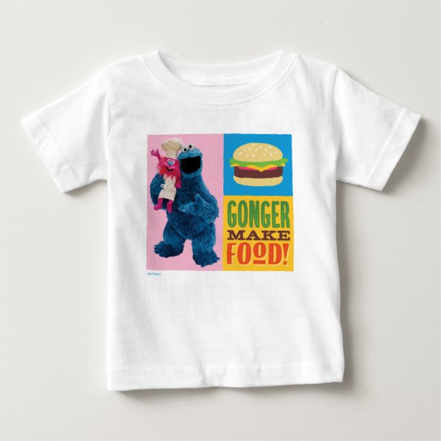 T-shirt Pour Bébé Camion fourré de Cookie Monster | Gonger Make Food (Devant)