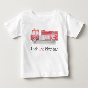 T-shirt Pour Bébé camion incendie 2e anniversaire garçon