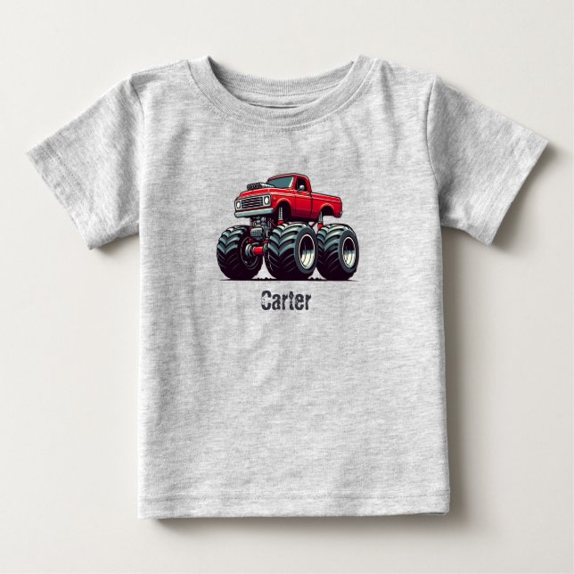 T-shirt Pour Bébé Camion monstre rouge  (Devant)