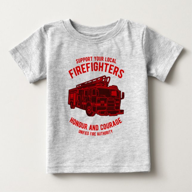 T-shirt Pour Bébé Camion pompier (Devant)