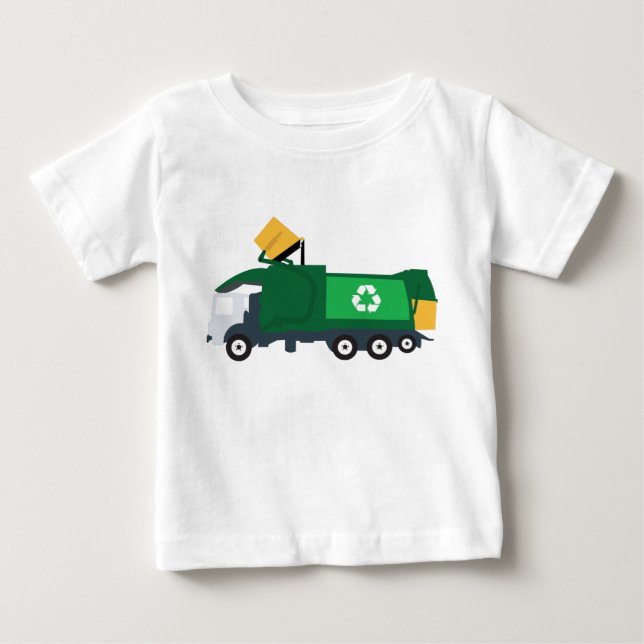 T-shirt Pour Bébé Camion poubelle de recyclage (Devant)