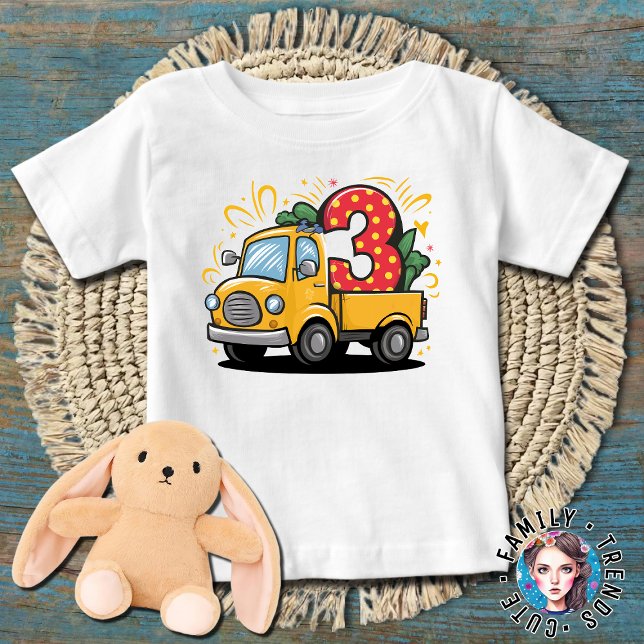 T-shirt Pour Bébé Camion pour le 3e anniversaire (Créateur téléchargé)