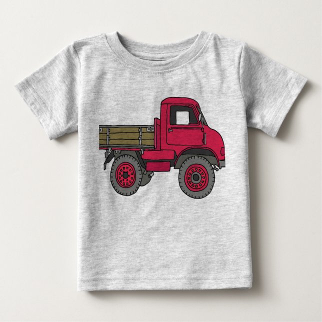 T-shirt Pour Bébé Camion rouge (Devant)