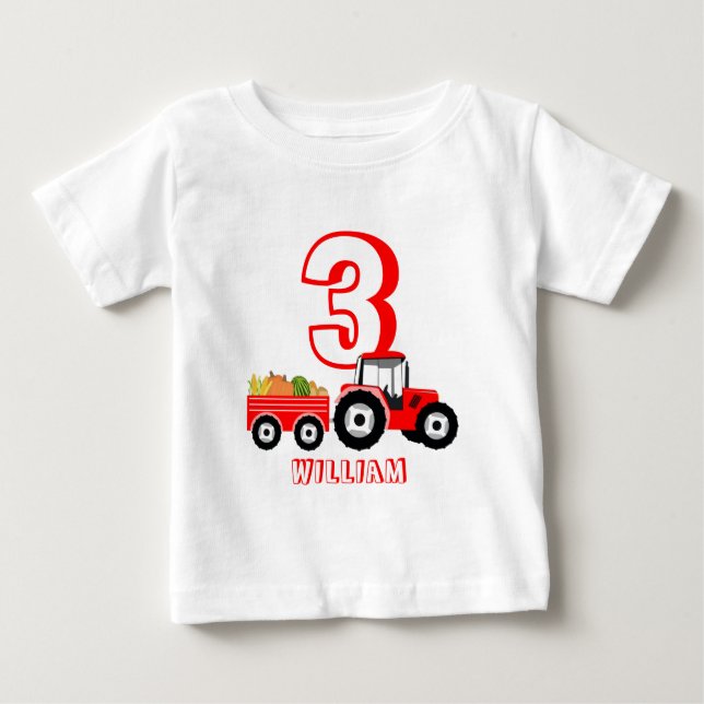 T-shirt Pour Bébé Camion rouge produit de la ferme d'anniversaire ga (Devant)