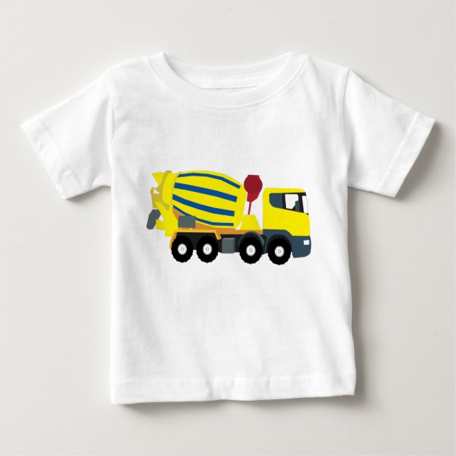 T-shirt Pour Bébé Camion Toupie Béton Camions de Construction (Devant)