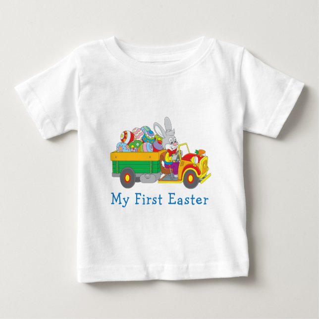 T-shirt Pour Bébé Camionnette de livraison du lapin de Pâques | Ma p (Devant)