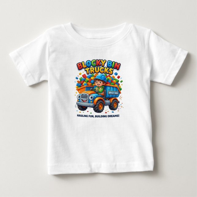 T-SHIRT POUR BÉBÉ CAMIONS À BENNES BLOCS (Devant)