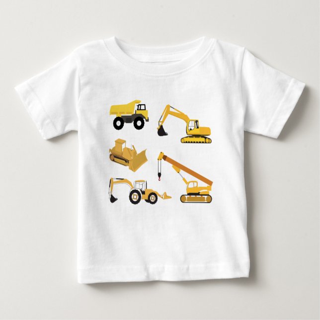 T-shirt Pour Bébé Camions de construction (Devant)
