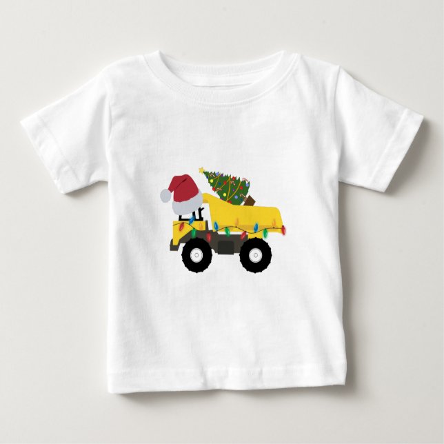 T-shirt Pour Bébé Camions de construction de Noël (Devant)