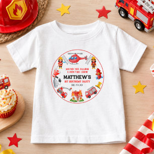T-shirt Pour Bébé Camions de pompiers Garçon 1er Anniversaire Peti