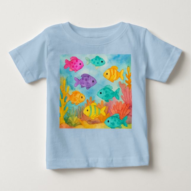 T-shirt Pour Bébé Camiseta niño peces en el arrecife (Devant)