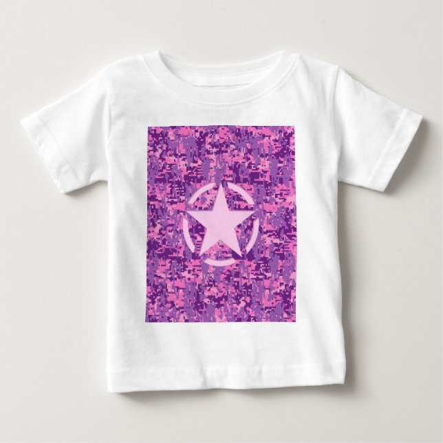 T-shirt Pour Bébé Camouflage numérique rose-chaud (Devant)