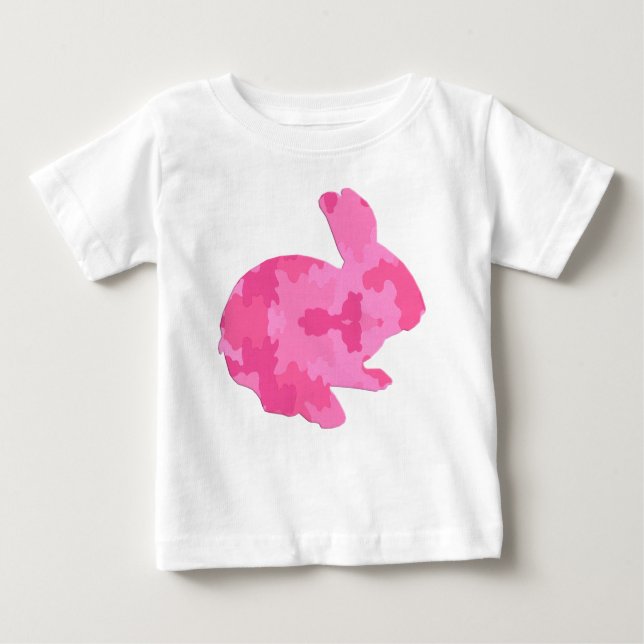T-shirt Pour Bébé Camouflage rose Silhouette Chemise lapin de Pâques (Devant)