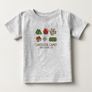 T-shirt Pour Bébé Camp d'été personnalisé Camping Tente Feu de camp