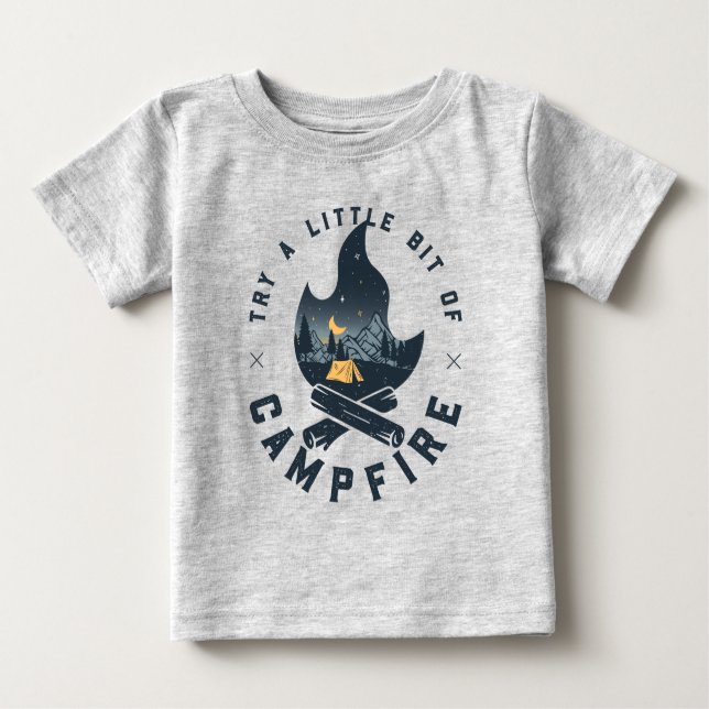 T-shirt Pour Bébé Camping cool Camper Feu de Campement Sous Les Mont (Devant)