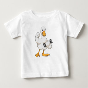 T-shirt Pour Bébé Canard à Bodybuilding avec Dumbbell