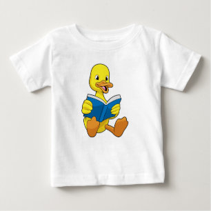 T-shirt Pour Bébé Canard à la lecture avec livre