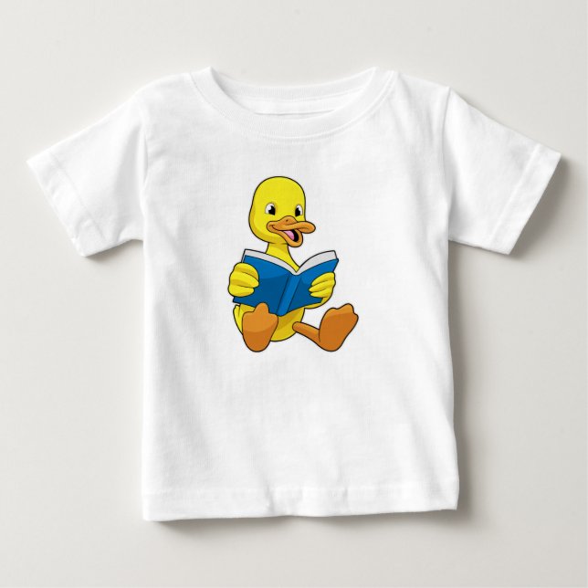T-shirt Pour Bébé Canard à la lecture avec livre (Devant)