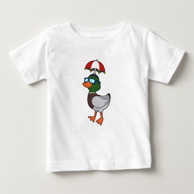 T-shirt Pour Bébé Canard à la pluie avec Umbrella.PNG (Devant)