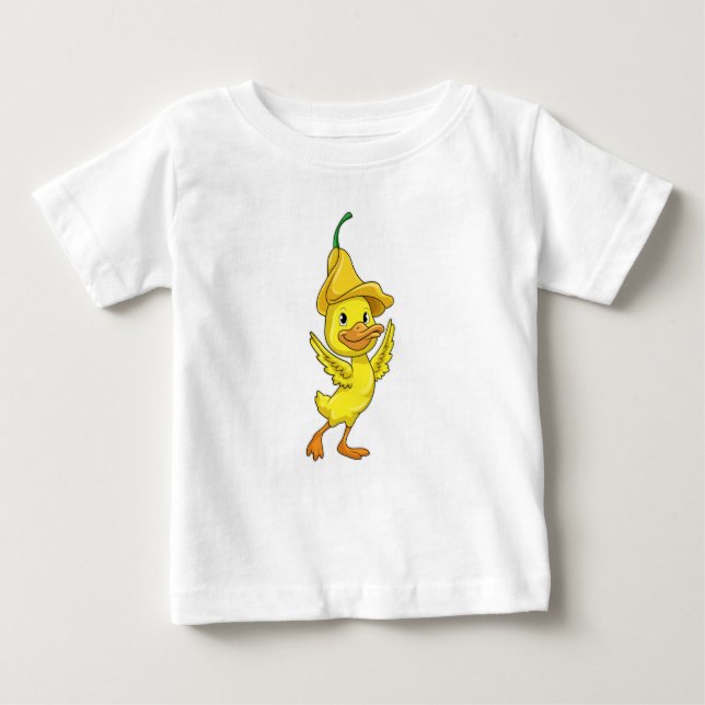 T-shirt Pour Bébé Canard avec Casquette Bell jaune (Devant)