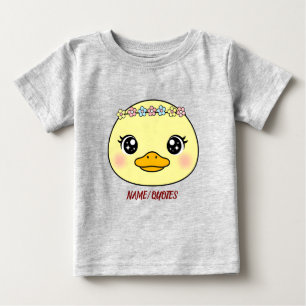 T-shirt Pour Bébé Canard Bébé Mignon avec Couronne de Fleurs