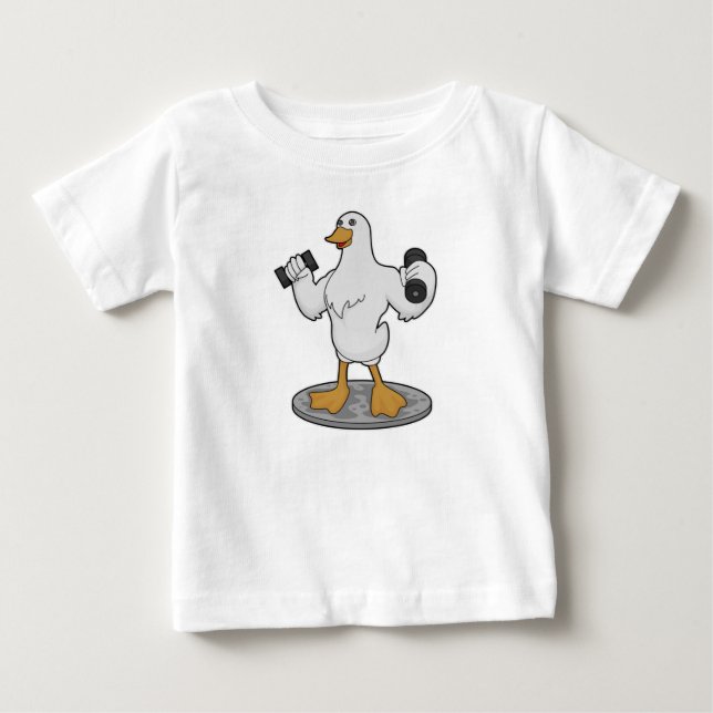 T-shirt Pour Bébé Canard comme Bodybuilder avec des cloches (Devant)