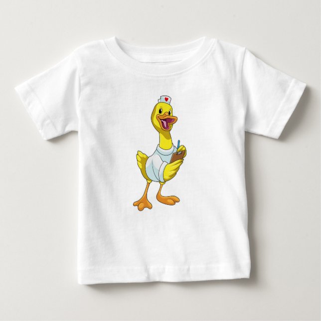 T-shirt Pour Bébé Canard comme infirmière avec coeur (Devant)