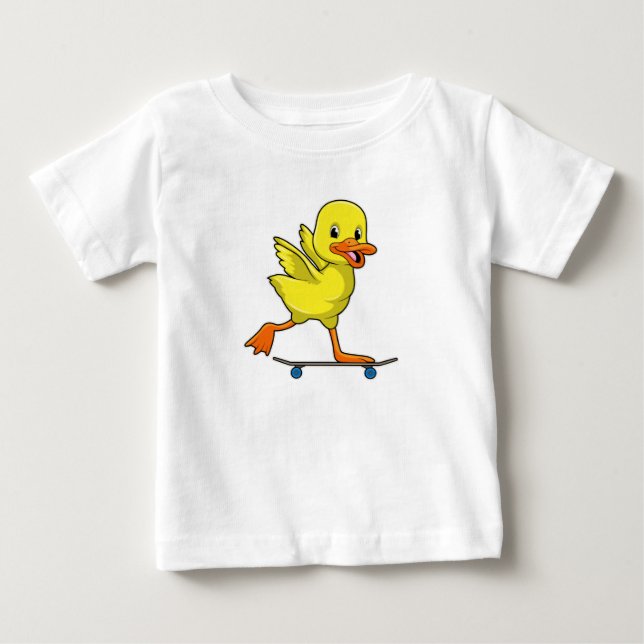 T-shirt Pour Bébé Canard comme patineur avec skateboard (Devant)