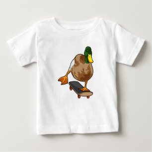 T-shirt Pour Bébé Canard comme patineur avec skateboard