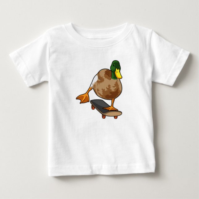 T-shirt Pour Bébé Canard comme patineur avec skateboard (Devant)