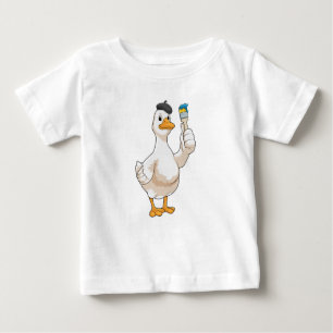 T-shirt Pour Bébé Canard comme peintre avec pinceau