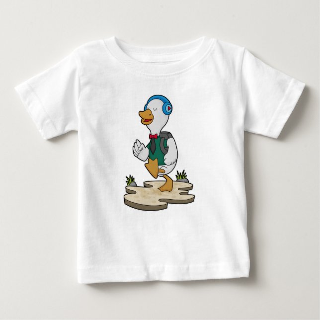 T-shirt Pour Bébé Canard comme randonneur avec sac à dos (Devant)