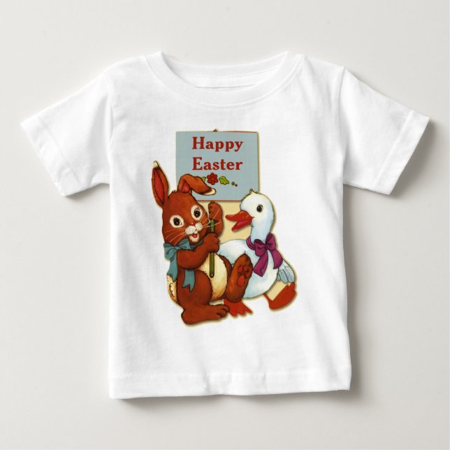 T-shirt Pour Bébé Canard et lapin Pâques (Devant)