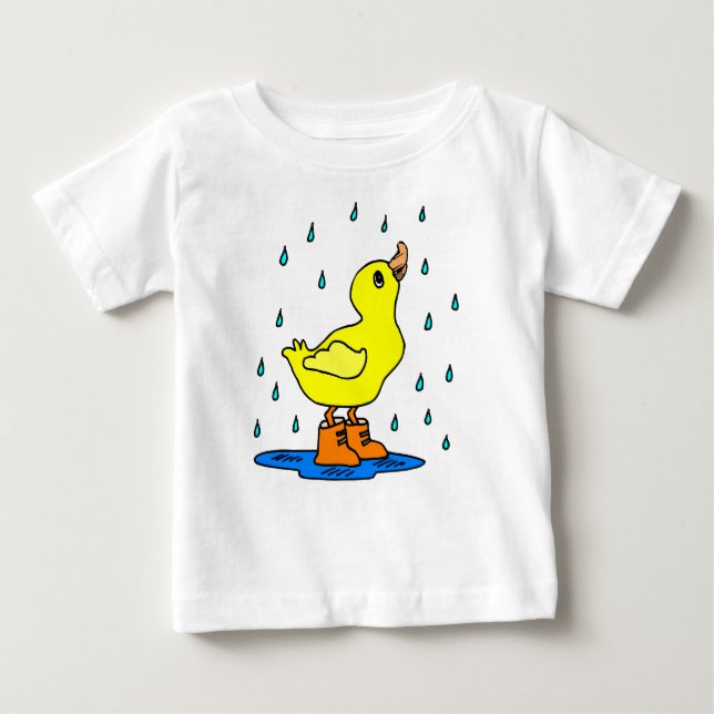 T-shirt Pour Bébé Canard mignon sous la pluie (Devant)