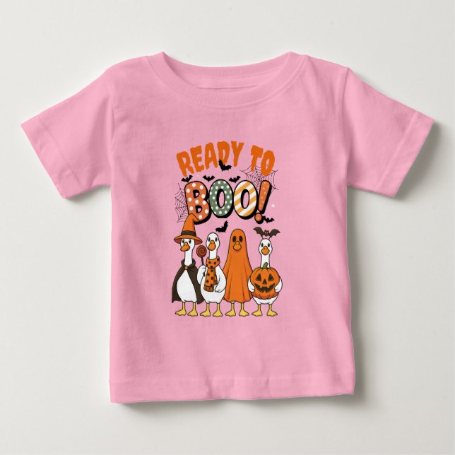 T-shirt Pour Bébé Canards amusants prêts à Boo Halloween (Devant)