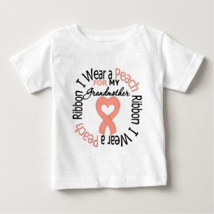 T-shirt Pour Bébé Cancer De L'utérus Je Porte Du Ruban De Pêche Pour