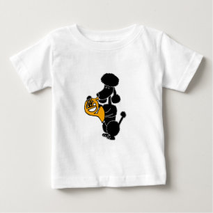 T-shirt Pour Bébé Caniche noir drôle jouant le cor de harmonie