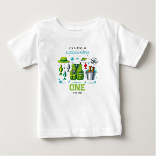 T-shirt Pour Bébé Canne à pêche vintage "O-Fish-Ally One" 1er annive