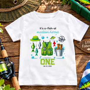 T-shirt Pour Bébé Canne à pêche vintage "O-Fish-Ally One" 1er annive