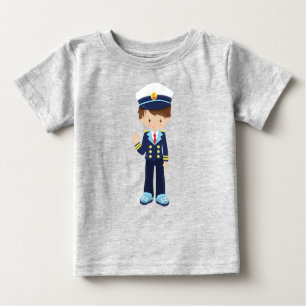 T-shirt Pour Bébé Capitaine de bateau, Skipper, mignonne garçon, che