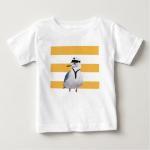 T-shirt Pour Bébé Capitaine Seagull Yellow Strips