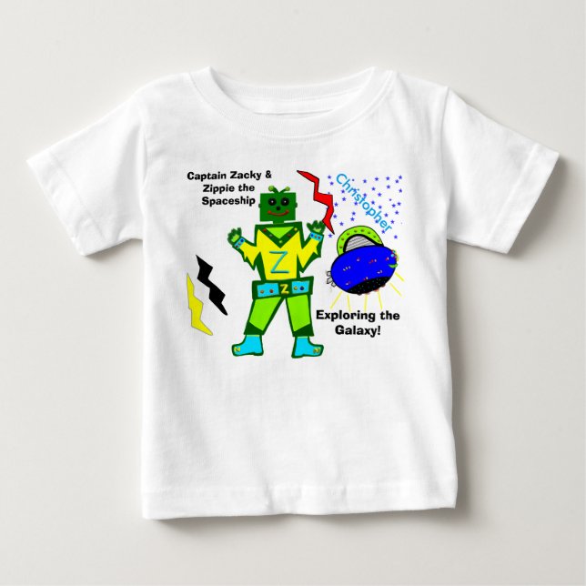 T-shirt Pour Bébé Capitaine Zacky Green Robot Zippie (Devant)