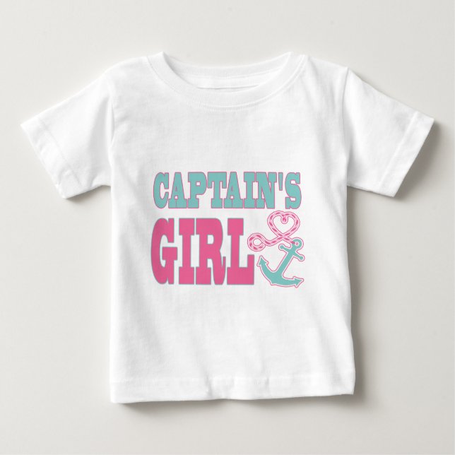 T-shirt Pour Bébé Capitaine's Girl Ancre and Heart (Devant)