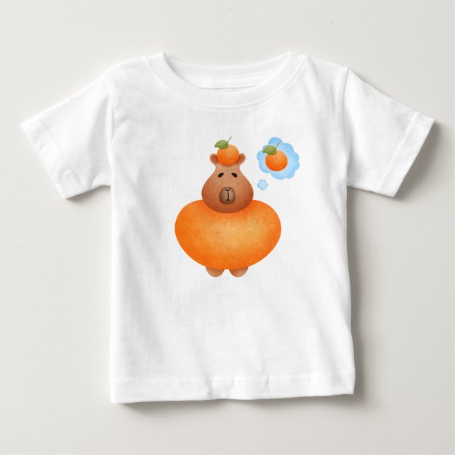 T-shirt Pour Bébé Capybara et orange le plus drôle (Devant)