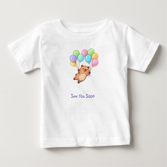 T-shirt Pour Bébé Capybara Mignon avec Ballons – À Bientôt (Devant)