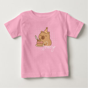 T-shirt Pour Bébé Capybara mignon mangeant du gâteau Anniversaire Vi