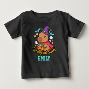 T-shirt Pour Bébé Capybara Sorcière d'Halloween Effrayant mais Migno