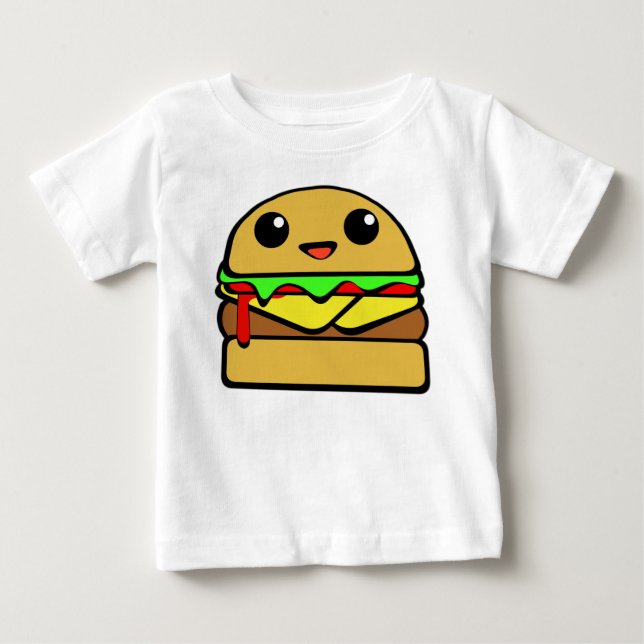 T-shirt Pour Bébé Caractère Kawaii Cheeseburger (Devant)