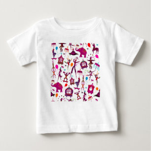T-shirt Pour Bébé caractères colorés de cirque sur le blanc
