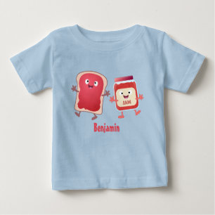 T-shirt Pour Bébé Caractères de dessins animés sur le pain et la con